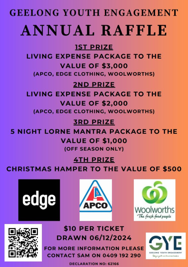 2024 GYE Annual Raffle Geelong Youth Engagement